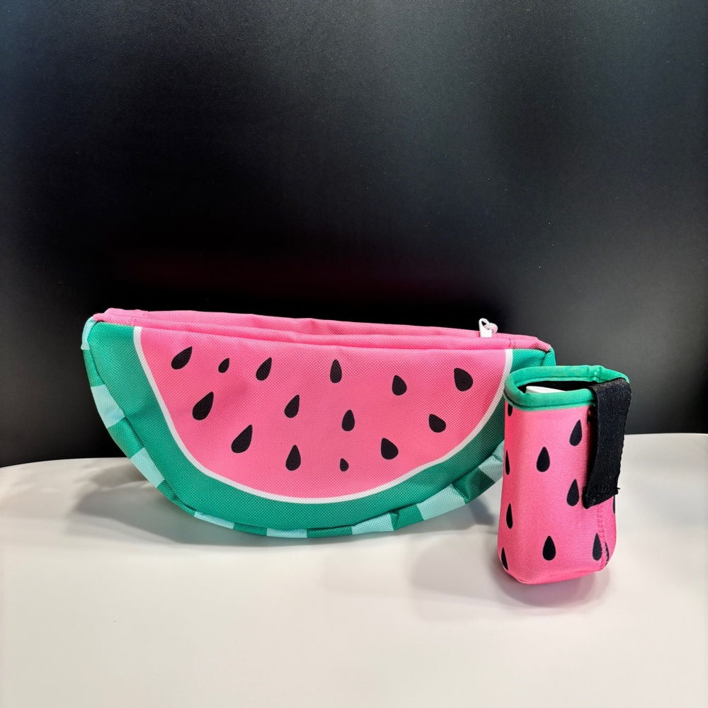 Summer Fun Watermelon Print Fanny Pack - Belt Bag & Koozie Can Holder Set New